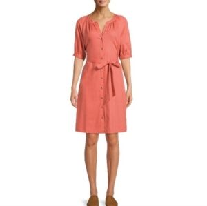 Time and Tru Women's Small Pink Button Down Belted Dress